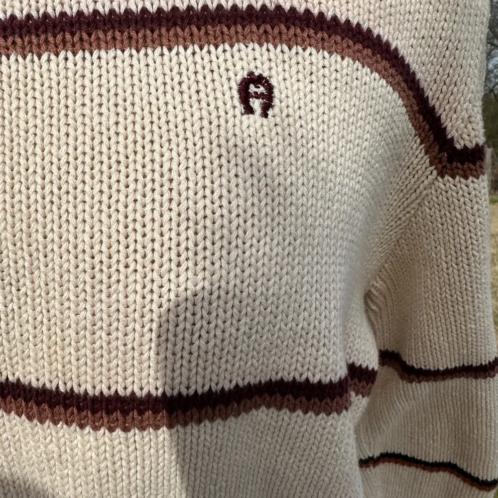 Vintage Etienne Aigner sweater. Cream. Striped. Granny sweater. Boho sweater - Picture 5 of 6